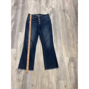 J.Crew Demi Boot Crop Dark Wash High Rise Button Fly Raw Hem Jeans 27 thumbnail 7