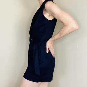 ZARA Dark Navy Blue Sailor Retro Sleeveless Romper thumbnail 2