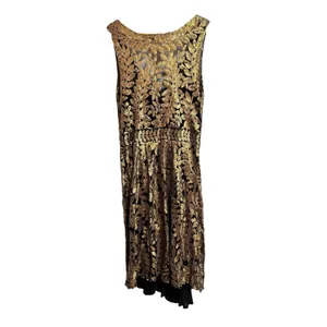 Anthropologie Project Alabama Gold‎ Leaf Sequin Black V-Neck Mini Dress 8 NEW thumbnail 7