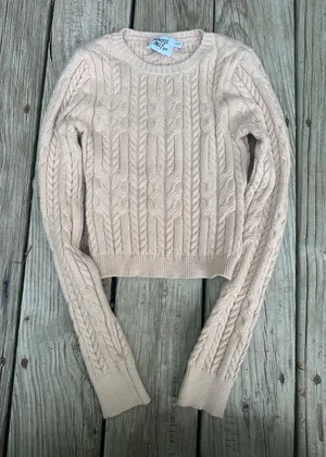 Princess Polly Tan/ Beige cable knit pullover sweater,  Size XS/S thumbnail 1