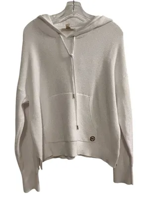Michael Kors Women's White Ribbed Hoodie Sweater‎ Size M Pullover thumbnail 1