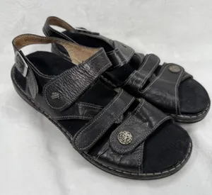 Finn Comfort Leather Sandals Adjustable Straps Comfort‎ Germany Black Sz 38 US 7 thumbnail 1