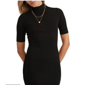 Marine‎ Layer Lexi Rib Mock Neck Midi Dress Womens XS Black Short Sleeve Slit thumbnail 2