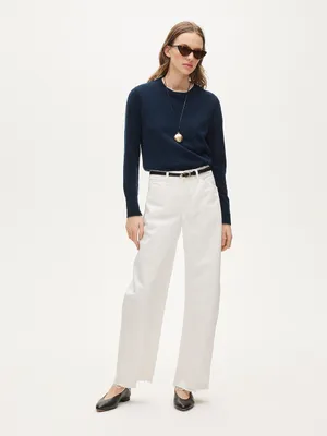 J. Crew Cashmere classic-fit crewneck sweater in Navy Blue Size XXS NWT thumbnail 2