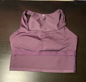 Purple Women's Crop Sports Bra Top thumbnail 1