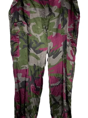 Marrakech Silky Cargo Pants 31 Pink Green Camo Utility Autumn Boho thumbnail 4