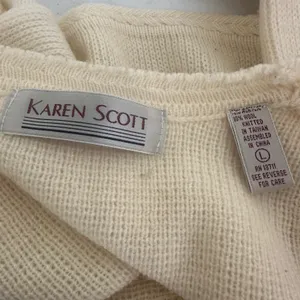 Karen Scott Cream Wool Blend Cardigan Sweater Womens Knit Button‎ Front Pockets thumbnail 7