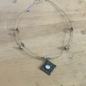 Bohemian Beaded Necklace with Square Pendant thumbnail 1