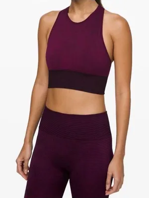 Lululemon Ebb to Train Bra WashMarvel‎ Black Sz 6 No Cups Activewear W2BIIS thumbnail 1