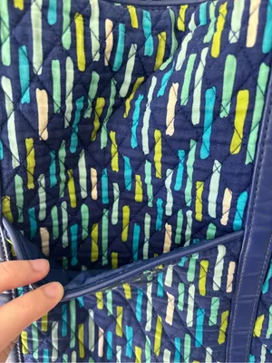 Vera Bradley Trimmed Laptop Tote Katalina Showers Blue Green Shoulder Bag Travel thumbnail 3