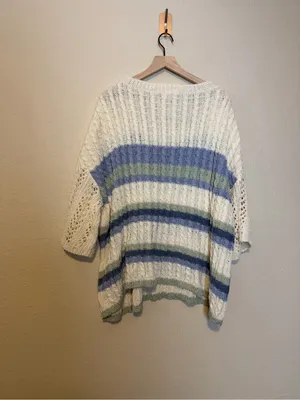 POL Beachy Boho Stripes Pullover Sweater Size Large thumbnail 5