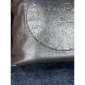 Coach Laura F18336 Metallic Silver Leather Large Tote Embossed Signature C thumbnail 6