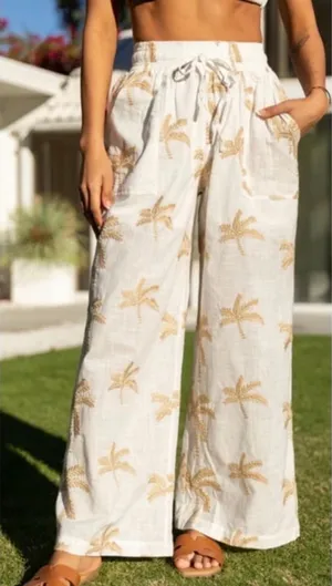 Pink Lily Palm Tree Beach pants  thumbnail 1