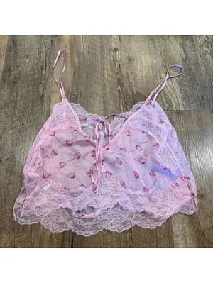 SKIMS Romance Lace Pink Heart Cami Top Small thumbnail 4