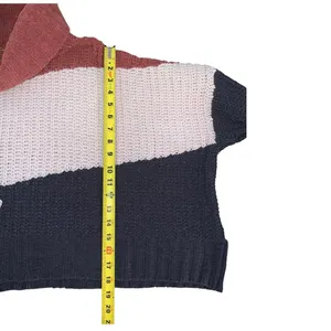 POL Color Block Turtleneck Sweater‎ Women's Small Pink Burgundy Navy Chunky Knit thumbnail 4