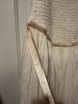 Free‎ People nightingale Cream dress smock back seersucker skirt small thumbnail 5