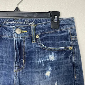 American Eagle Outfitters 100% Cotton Dark Blue Denim Jeans Size 4 thumbnail 2