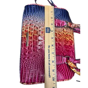 Vegan Leather Rainbow Multicolor Purple Crocodile Embossed Crossbody Satchel Bag thumbnail 10