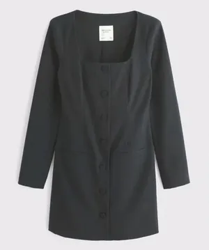 NWT Abercrombie and Fitch Dark Blue Mara Long Sleeve Blazer Dress Size M Tall thumbnail 1
