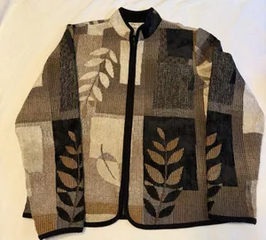 Coldwater Creek Floral Leaf Print Full Zip Lightweight Jacket XS thumbnail 1