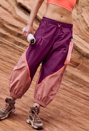 Free People Free flow Deep Mulberry Combo Color Block Pants - Sm NWT thumbnail 1