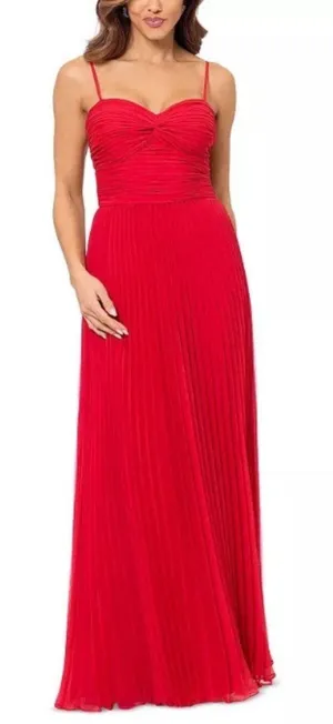 AQUA Formal Gown Women 0 Red Pleated Ruched Sweetheart Neckline Maxi Dress thumbnail 1