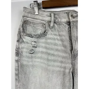 NEW American Eagle 8 Ripped '90s Straight High Waist Jean Gray Wash thumbnail 10