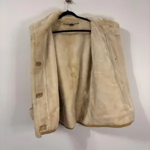 Vintage Tan Suede Leather Shearling Lined Jacket Sz M thumbnail 9