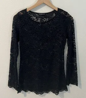 You Are Not Alone Black Lace‎ Long Sleeve Top Size S thumbnail 1