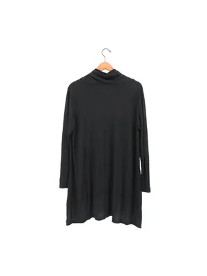 Comfy USA Black Crinkle Cowl Neck Lightweight Long Sleeve Hi/Low Tunic Top L thumbnail 4