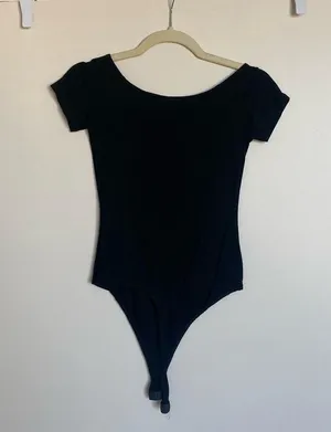 ASOS Classic Black Short Sleeve Bodysuit - Stretchy, Scoop Neck thumbnail 3