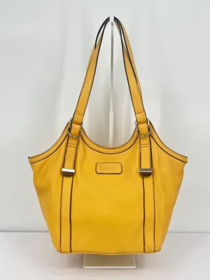 Nicole Miller New York Mustard Sun Yellow Pebbled Hobo Shoulder Tote Bag thumbnail 1