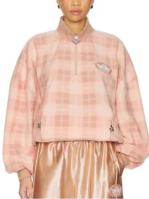 Boys Lie Alex On My Team A1 Quarter Zip Pullover Pink Plaid thumbnail 1