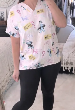 Monopoly vintage size small Nurses Scrubs Top thumbnail 1