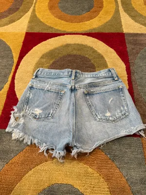 AGOLDE Parker Distressed Denim Jean Shorts Light Wash Very Deep Cuts Frayed 27 thumbnail 5
