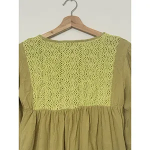 Cider Crochet Peasant Blouse Women’s Size XS Green/Yellow Boho Cottagecore NWOT thumbnail 6