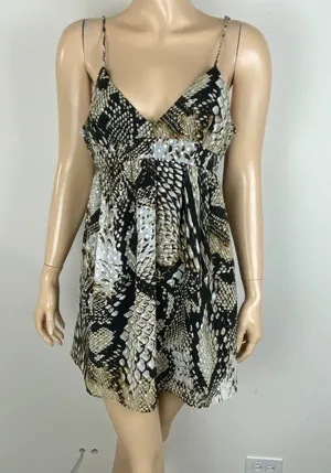 🖤 ZARA Woman Snakeskin Print Mini Dress Tie Back Adjustable Straps Sz XS🖤 thumbnail 15
