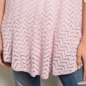 Women’s entro Crochet Short Sleeve Hi Lo Top in Tea Rose sz small thumbnail 6