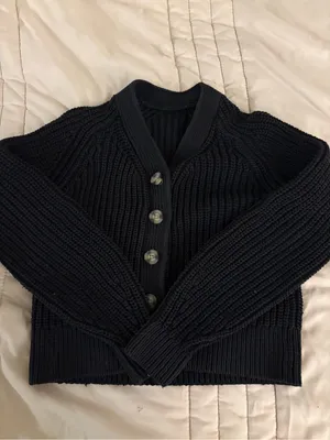 Everlane Women’s Black Textured Cotton Cardigan thumbnail 3