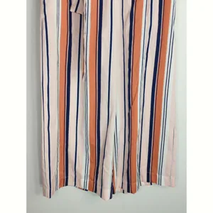 Zara Trafaluc Pink & White Striped Wide‎ Leg Cropped Pants Women's XS thumbnail 4