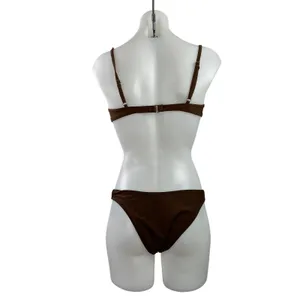 Abercrombie & Fitch Women's Brown Ruched Underwire Bikini Swimwear Set Size S/M thumbnail 3