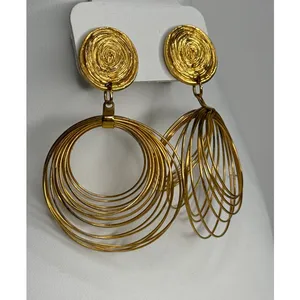 Vintage 1980s–1990s Couture Gold Tone Wire Chandelier Statement Earrings thumbnail 5