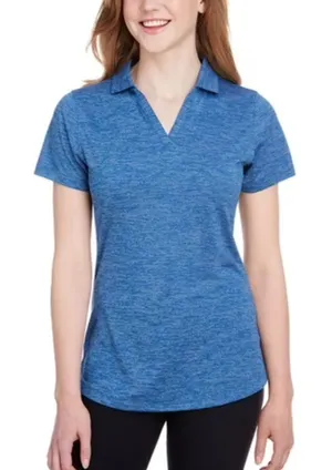 NWT Puma Shirt Golf Womens Icon Heather Polo Lapis Blue Short Sleeve Small Vneck thumbnail 1