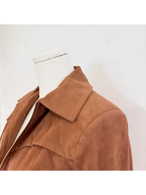 Commense Jacket Size‎ XS Camel Brown Faux Suede Zip Front Shoulder Pad Corpcore thumbnail 6