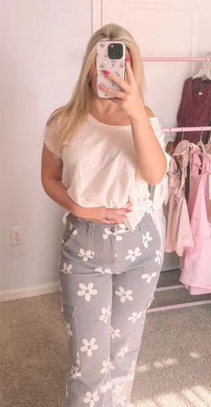 Purple floral Denim Pants Size XL thumbnail 1