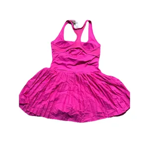 New without tags! Fabletics Hot Pink Racerback Pleated Mini Dress built in short thumbnail 6