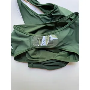 Quince Italian Plunge One-Piece Swimsuit Palm Green Size Medium NEW thumbnail 8