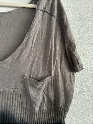 Women's We The Free Grey & Black Dip-Dye Short Sleeve Tee, Size L Oversized thumbnail 3
