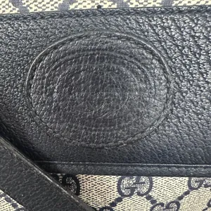 Gucci GG Monogram Vintage Crossbody Bag Medium Beige Blue Canvas Italy thumbnail 11