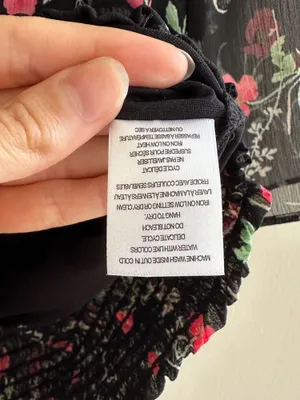 Haver London Smocked Waist Floral Flowy Blouse, Black/Pink, Size Large thumbnail 10